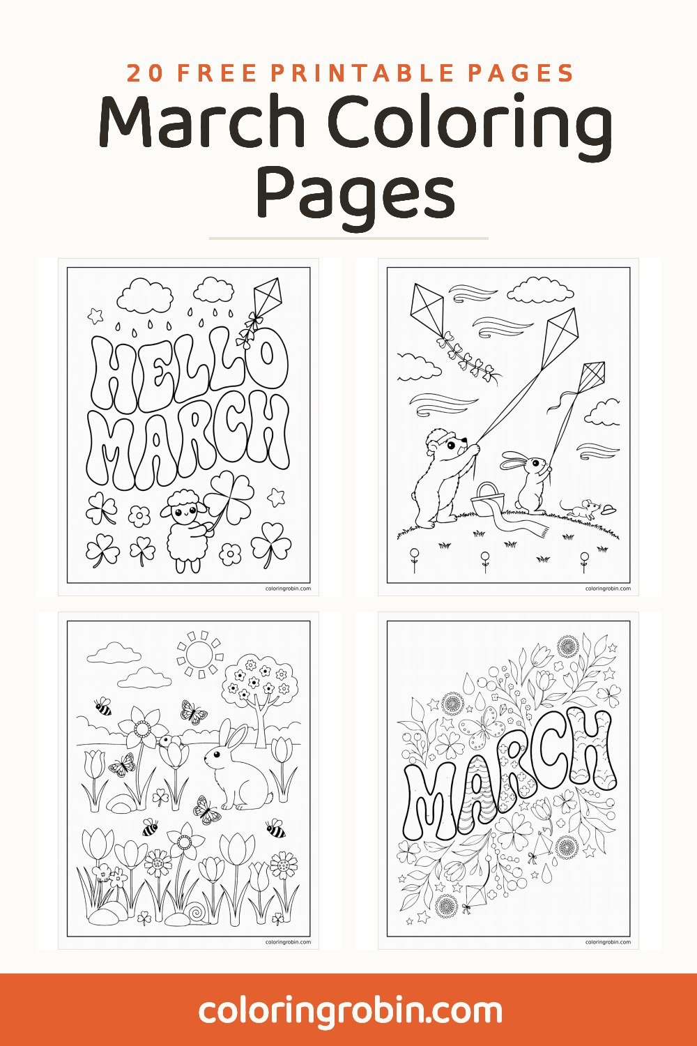 March Coloring Pages — free printable set
