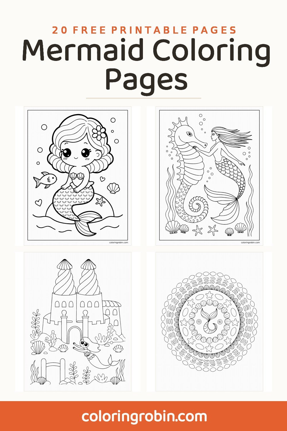 Mermaid Coloring Pages — free printable set