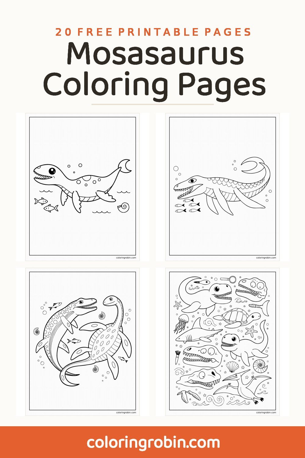 Mosasaurus Coloring Pages — free printable set