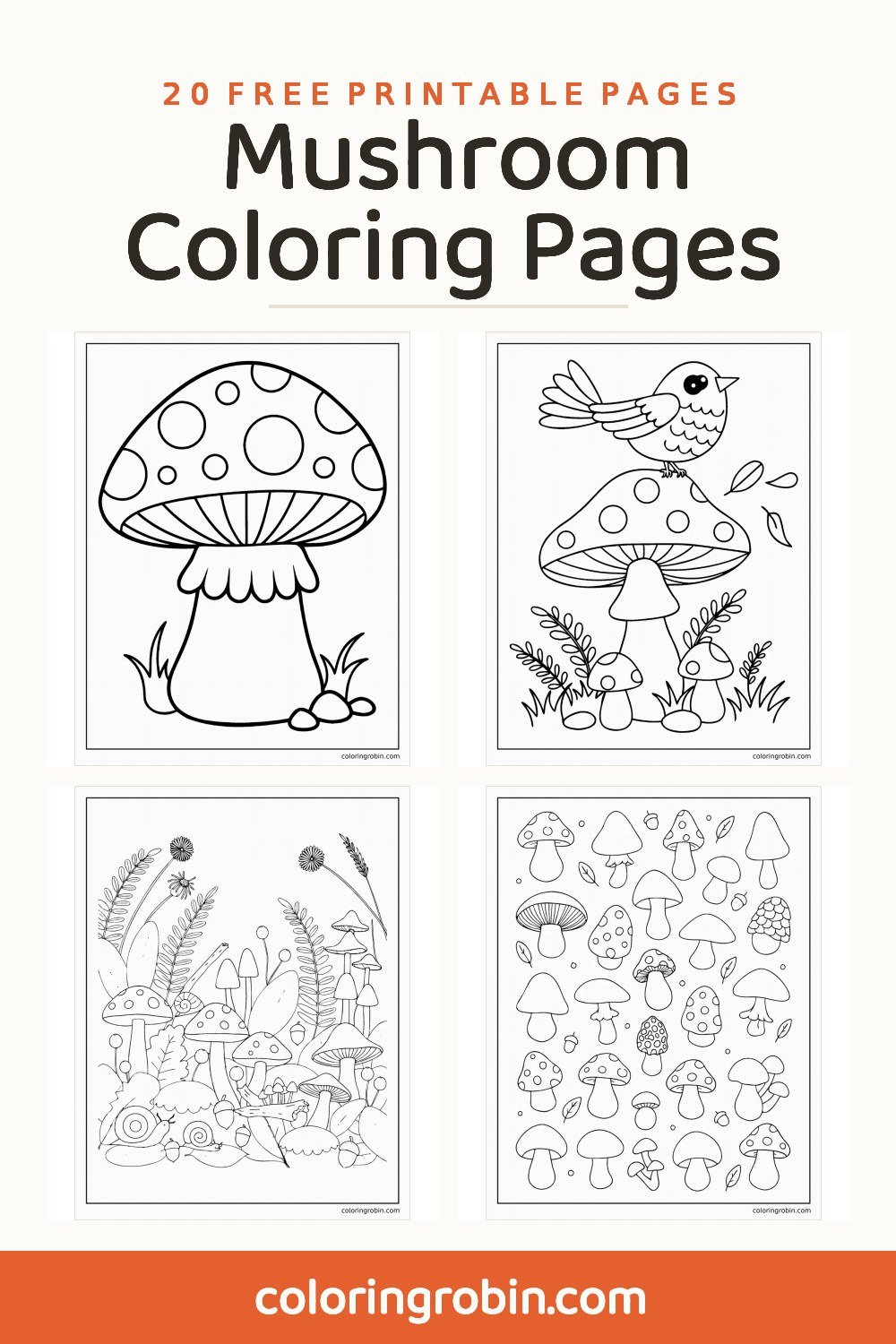 Mushroom Coloring Pages — free printable set