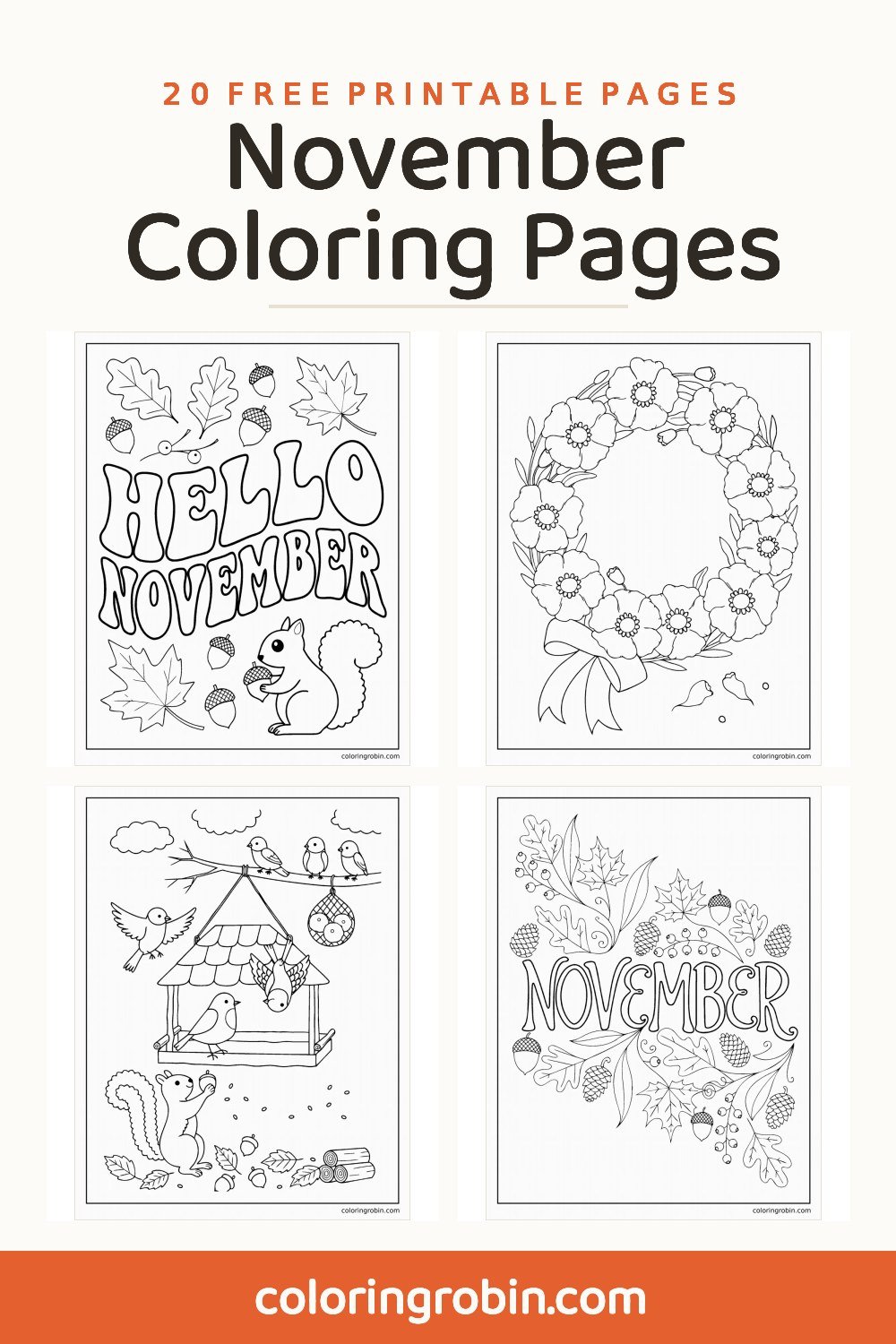 November Coloring Pages — free printable set