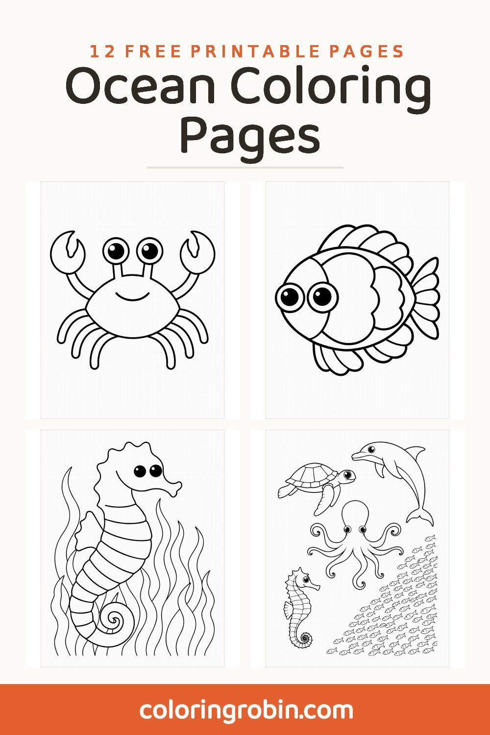 Ocean Coloring Pages — free printable set