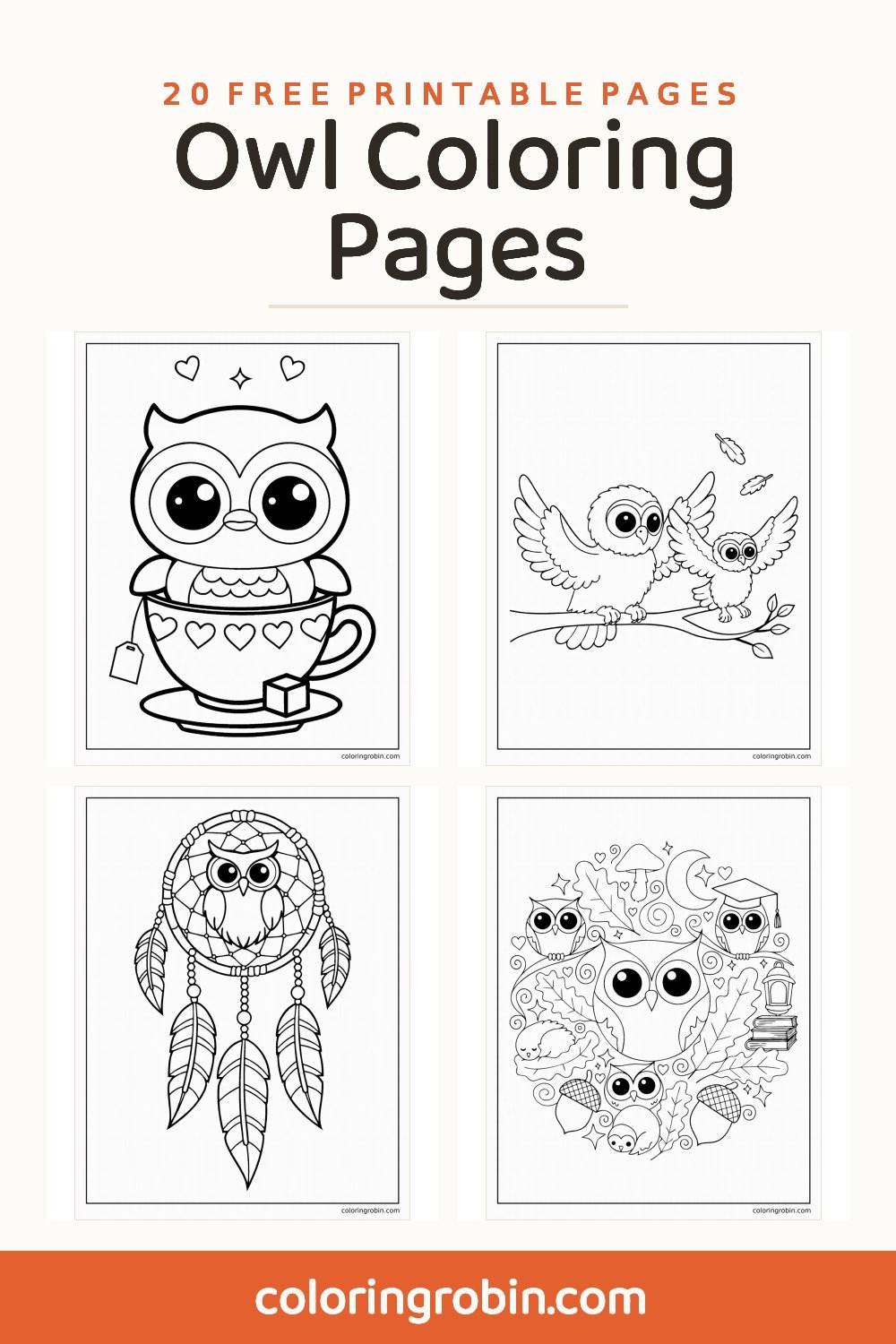 Owl Coloring Pages — free printable set