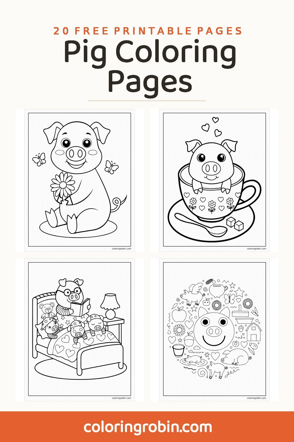 Pig Coloring Pages — free printable set