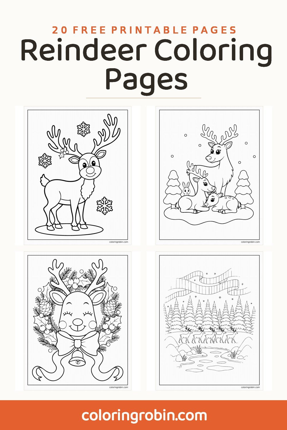 Reindeer Coloring Pages — free printable set