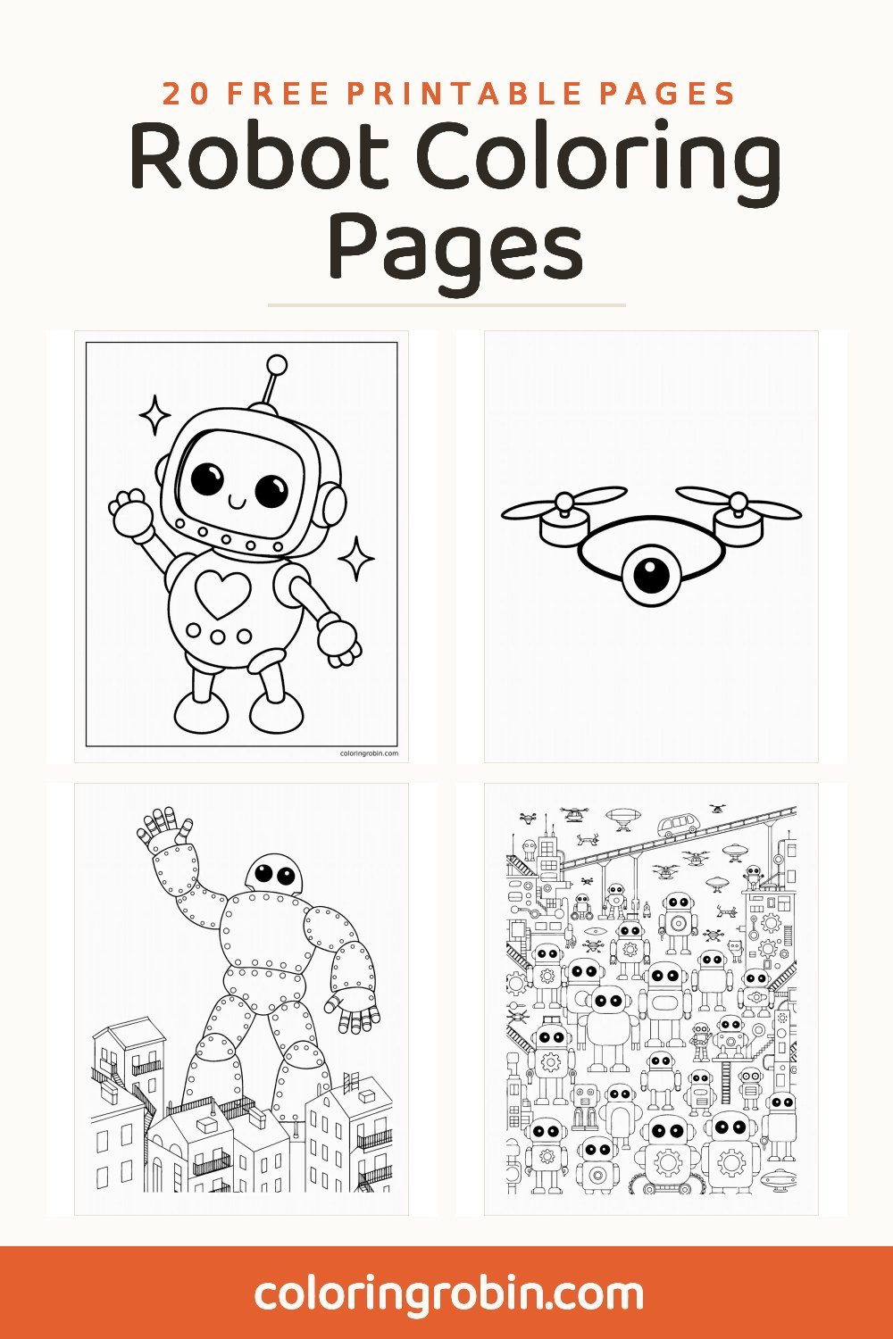 Robot Coloring Pages — free printable set