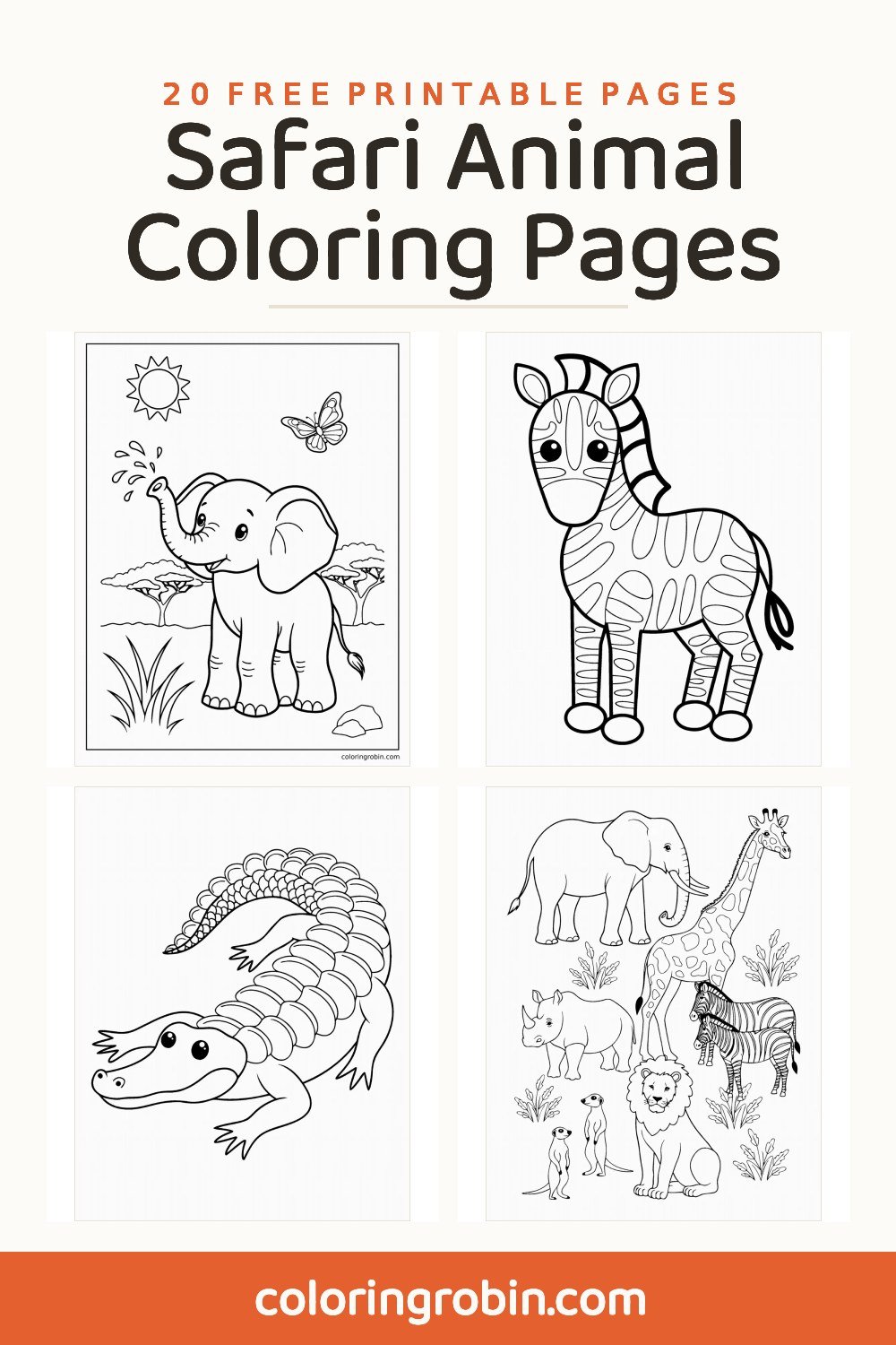 Safari Animal Coloring Pages — free printable set