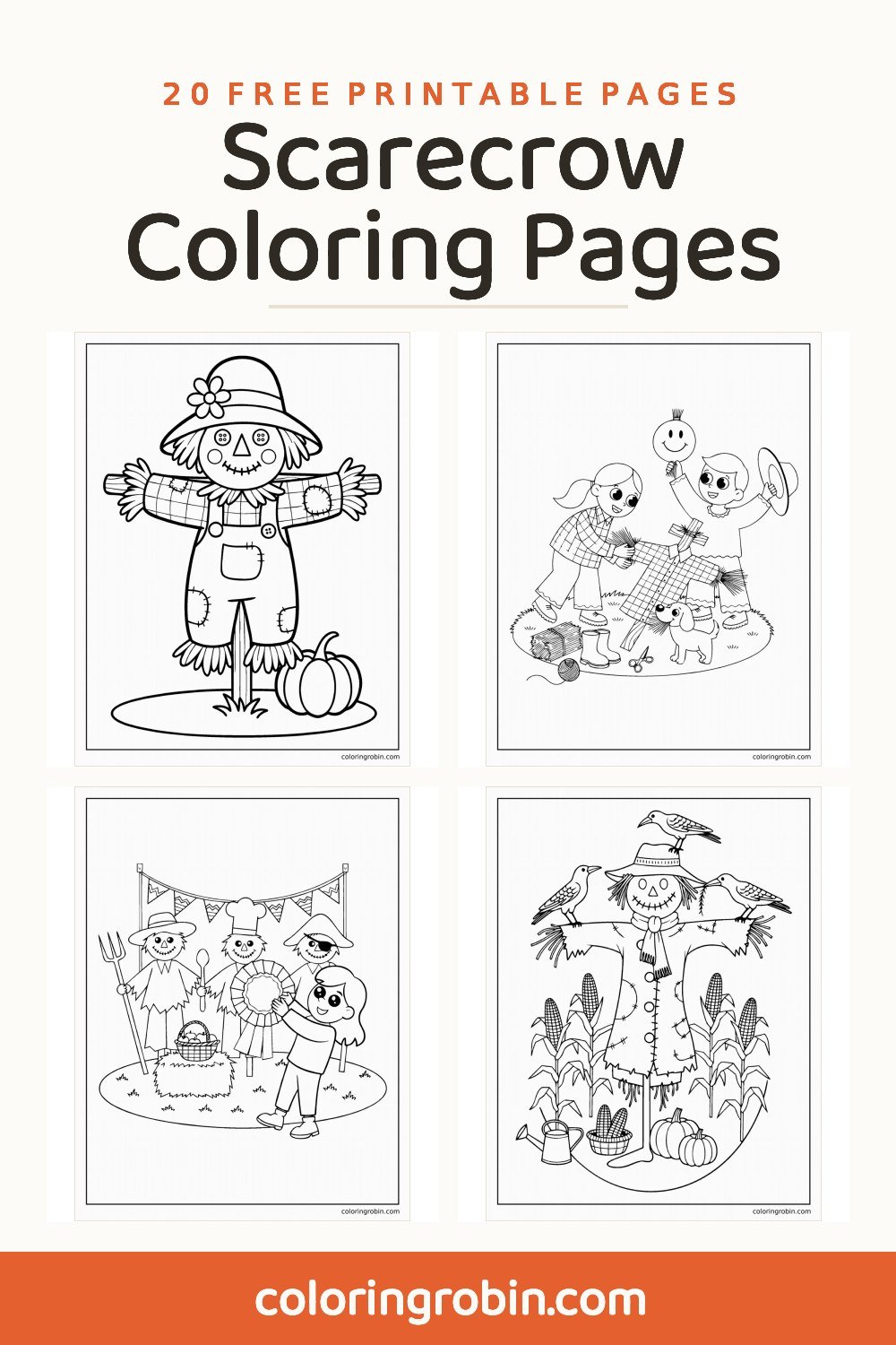 Scarecrow Coloring Pages — free printable set