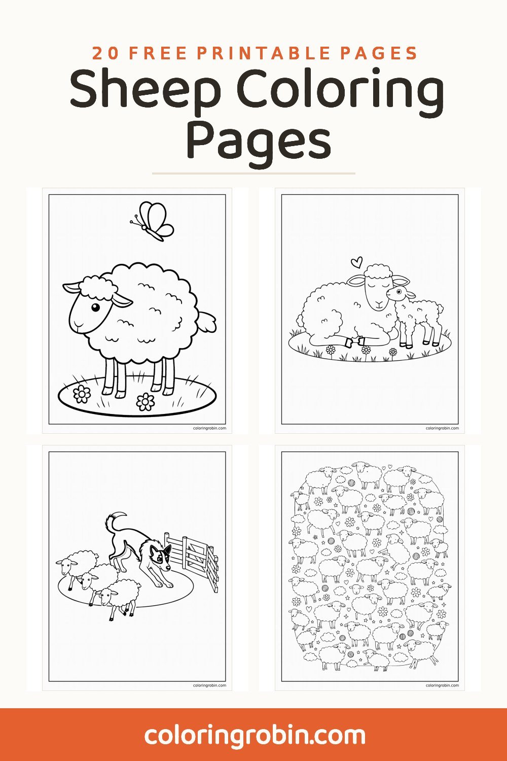 Sheep Coloring Pages — free printable set