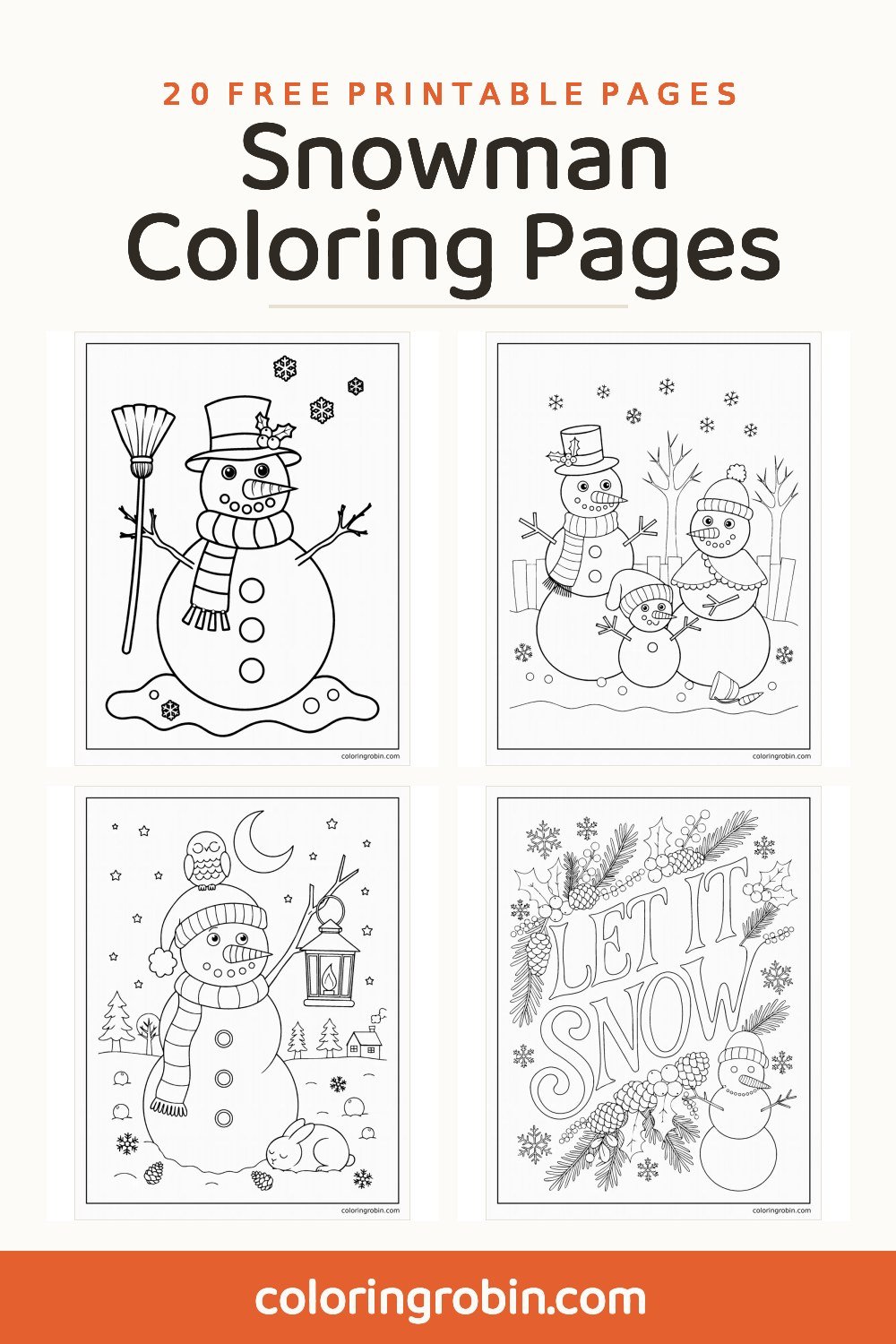 Snowman Coloring Pages — free printable set