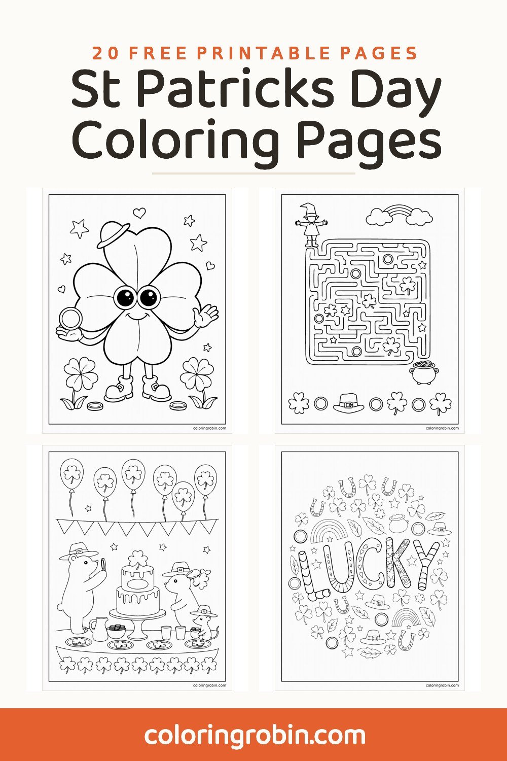 St Patricks Day Coloring Pages — free printable set