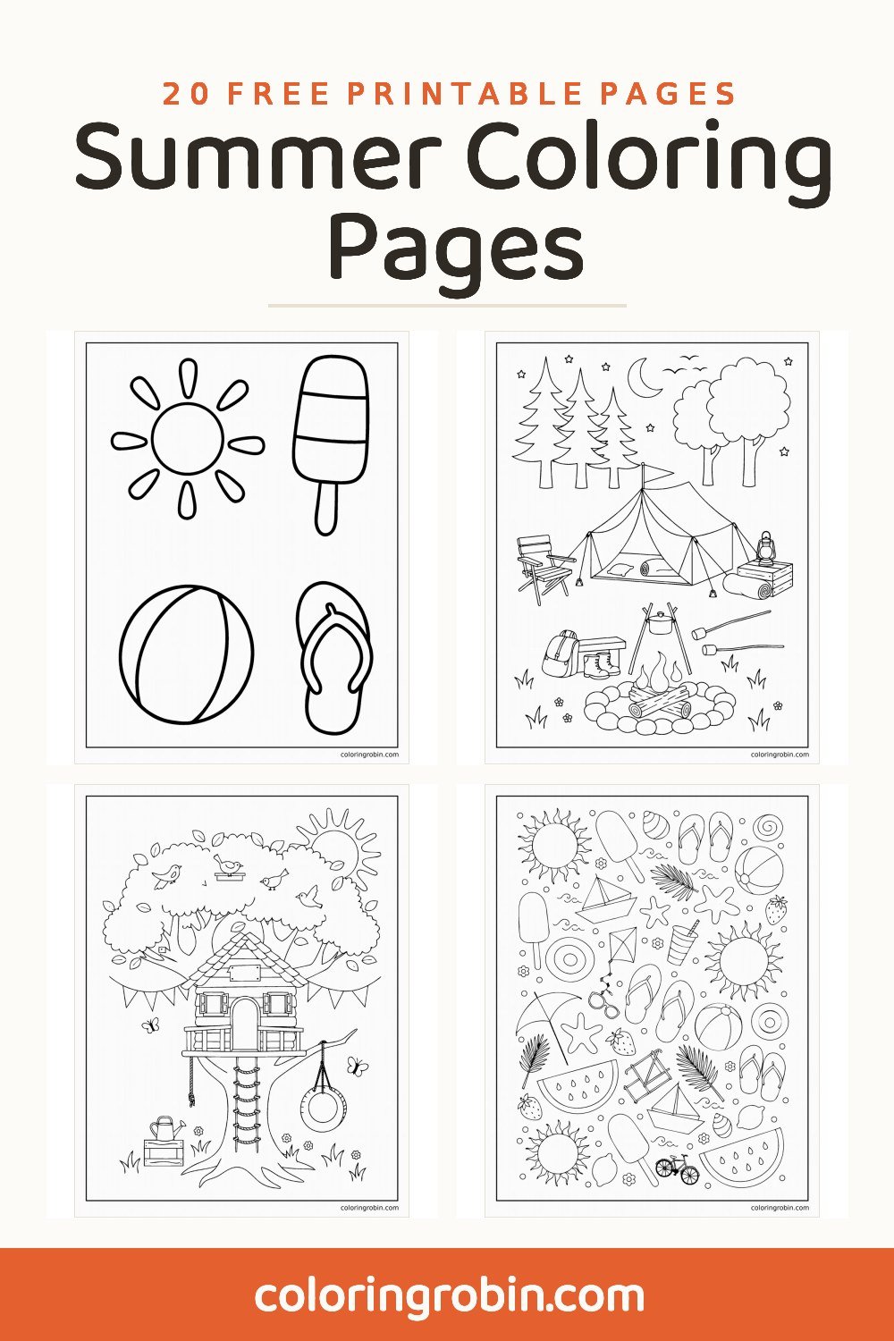 Summer Coloring Pages — free printable set