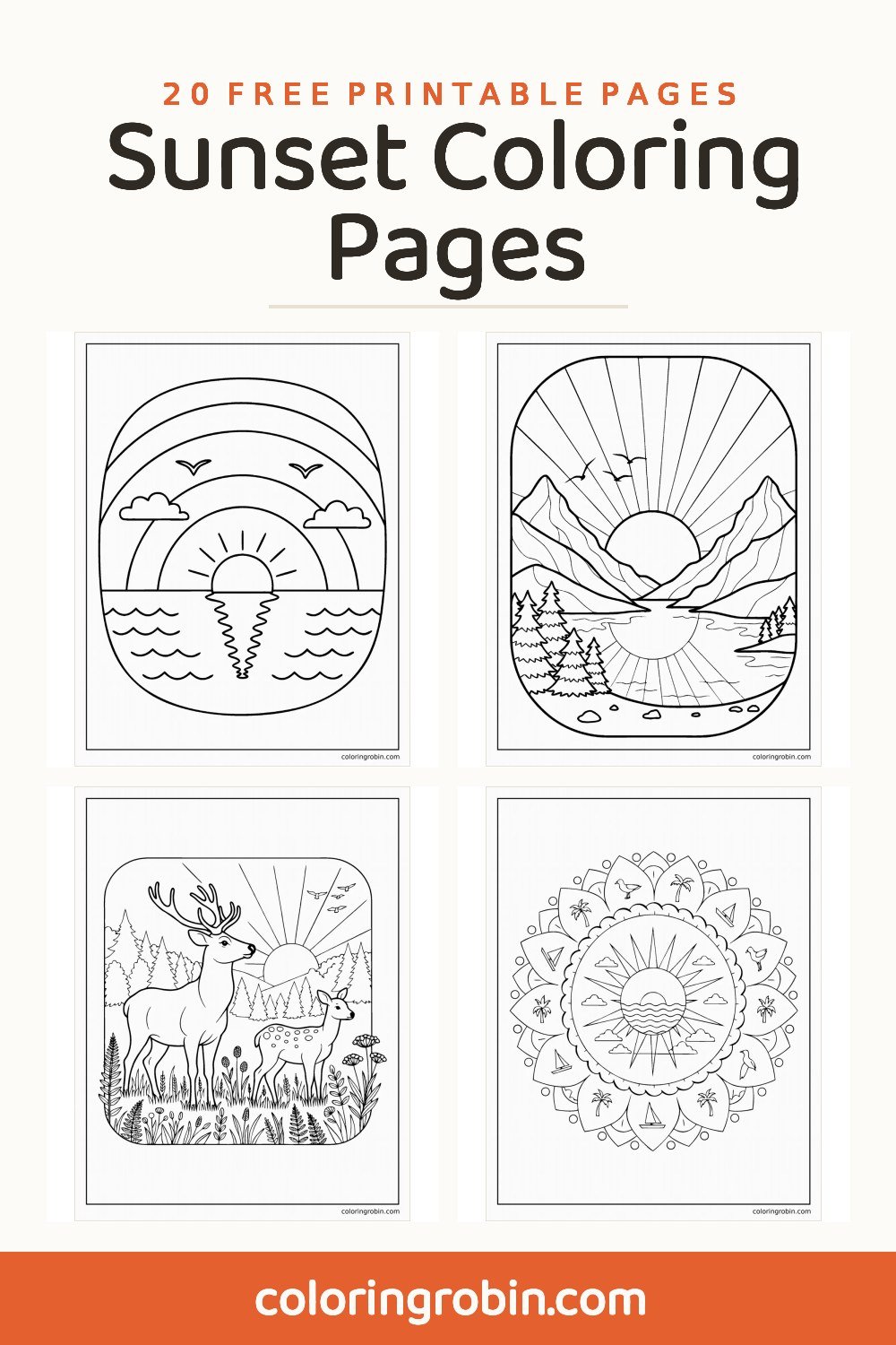 Sunset Coloring Pages — free printable set