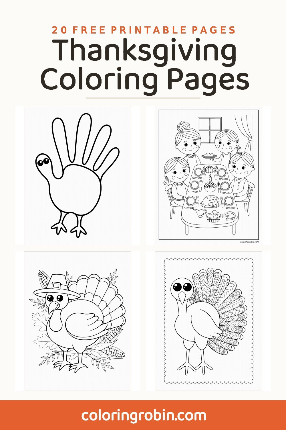 Thanksgiving Coloring Pages — free printable set