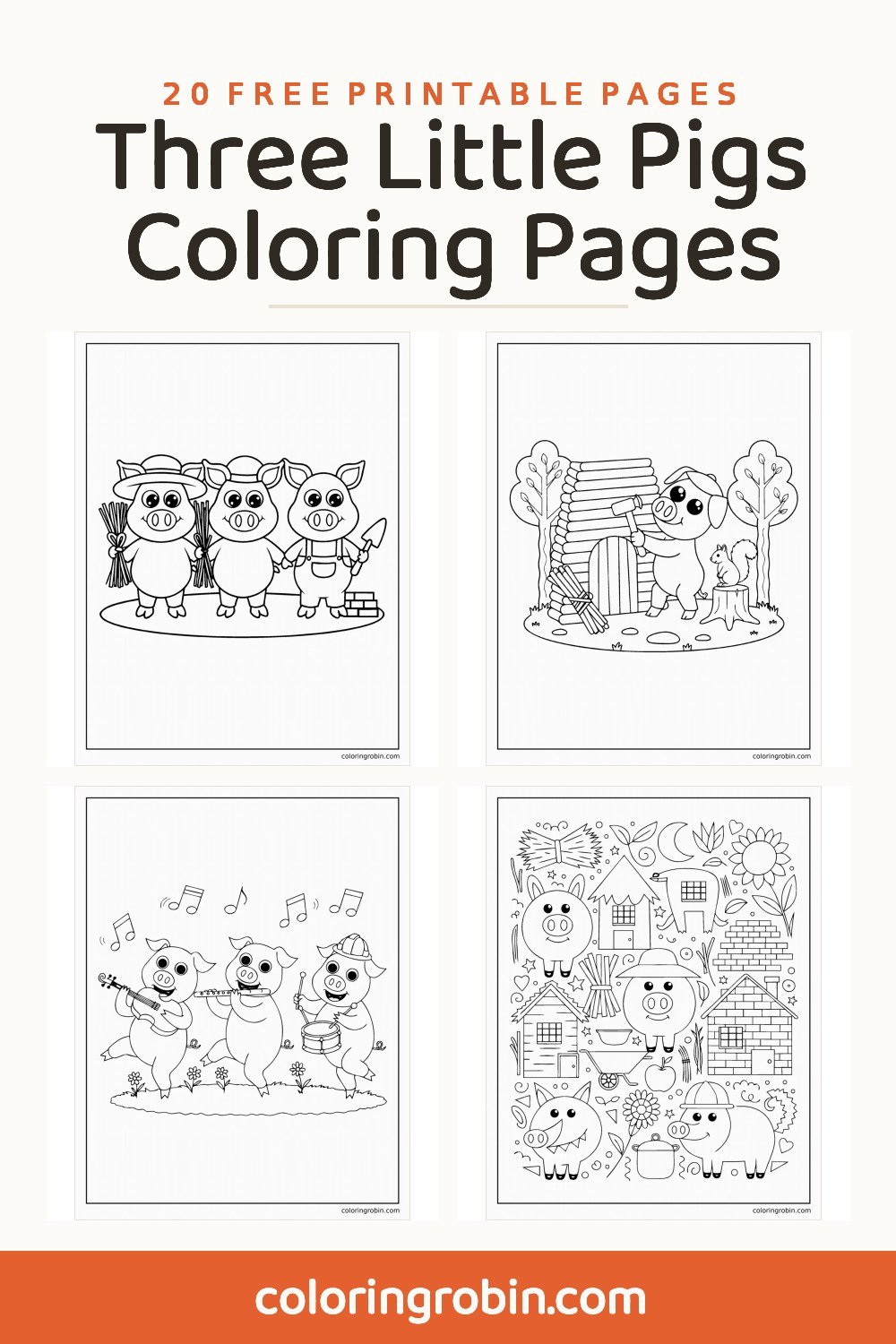 Three Little Pigs Coloring Pages — free printable set