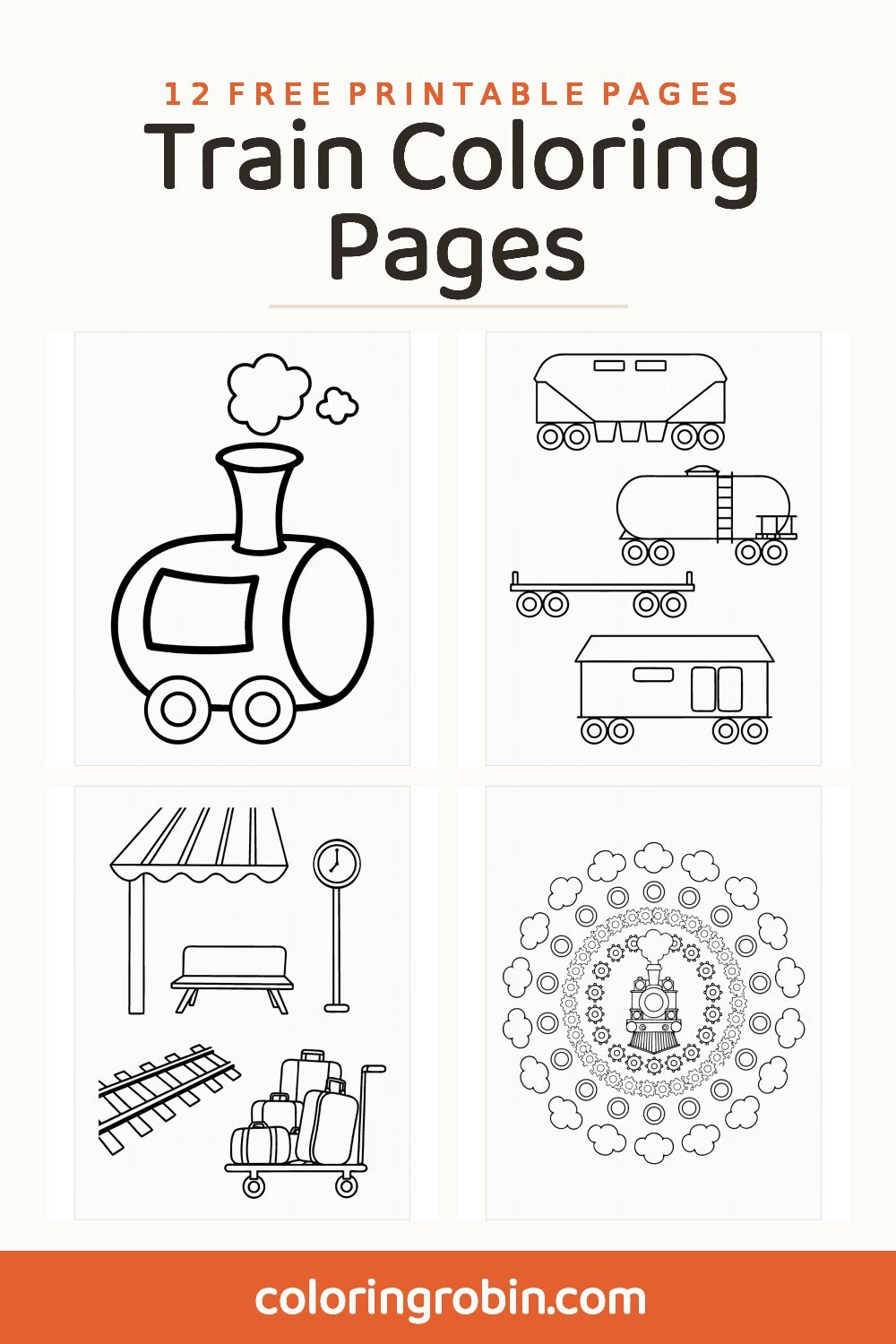 Train Coloring Pages — free printable set