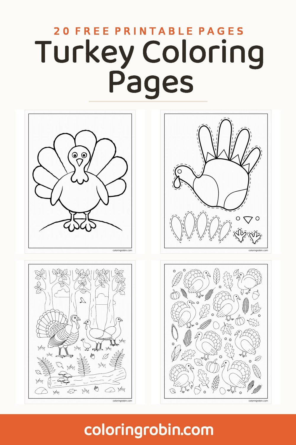 Turkey Coloring Pages — free printable set