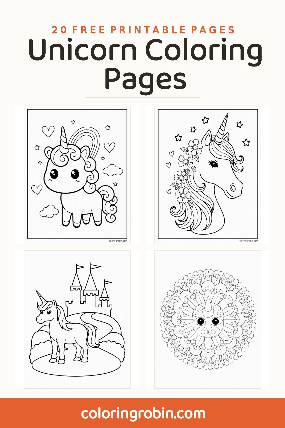 Unicorn Coloring Pages — free printable set