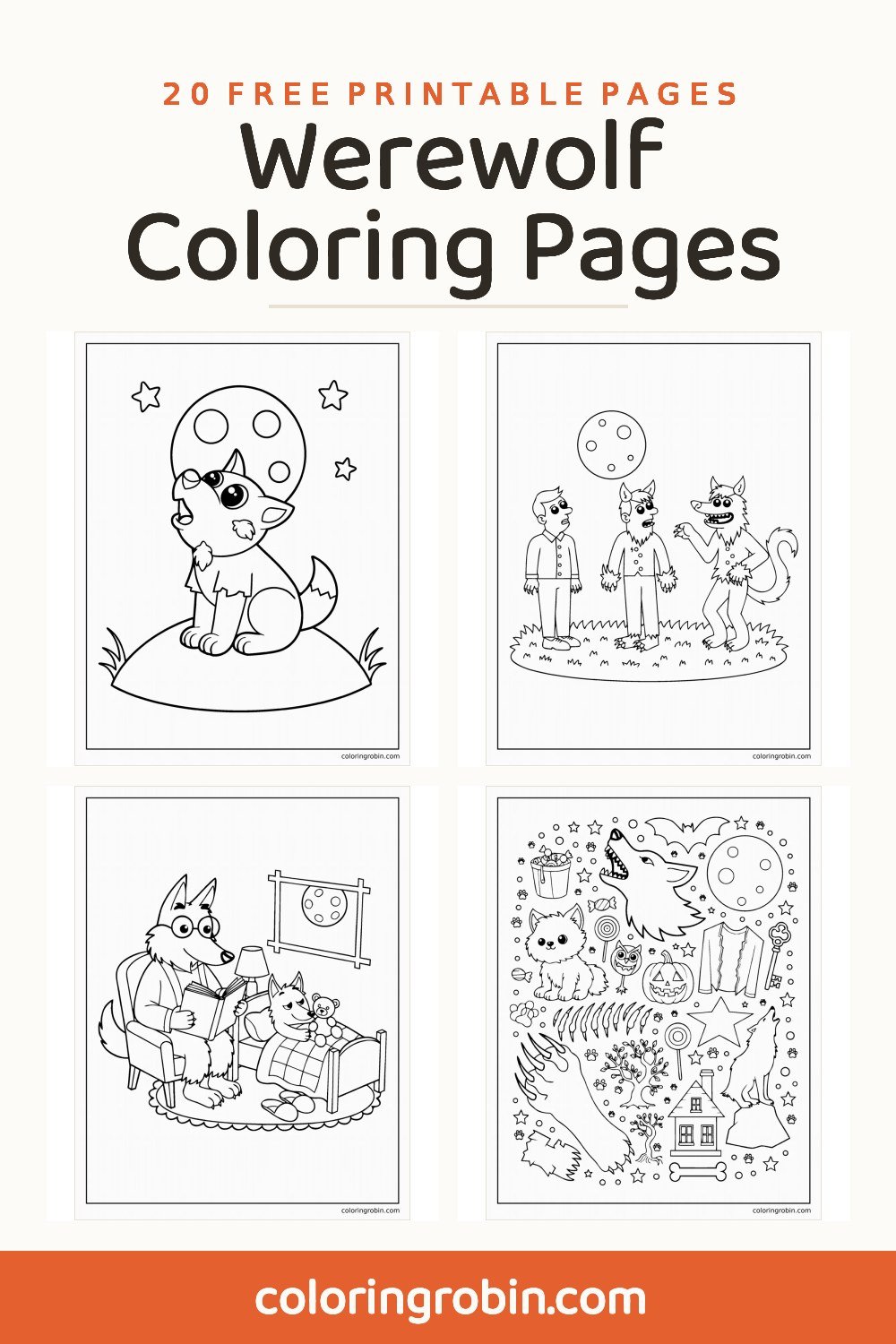 Werewolf Coloring Pages — free printable set
